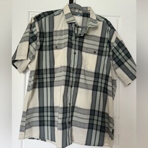 Kuhl Men’s Short-Sleeve Plaid Button-Up Shirt - Cream & Green
